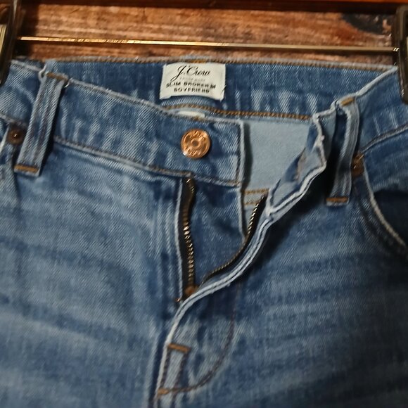 J Crew Jeans Size 28 Slim Broken In Boyfriend Blue Denim Distressed - Picture 6 of 10